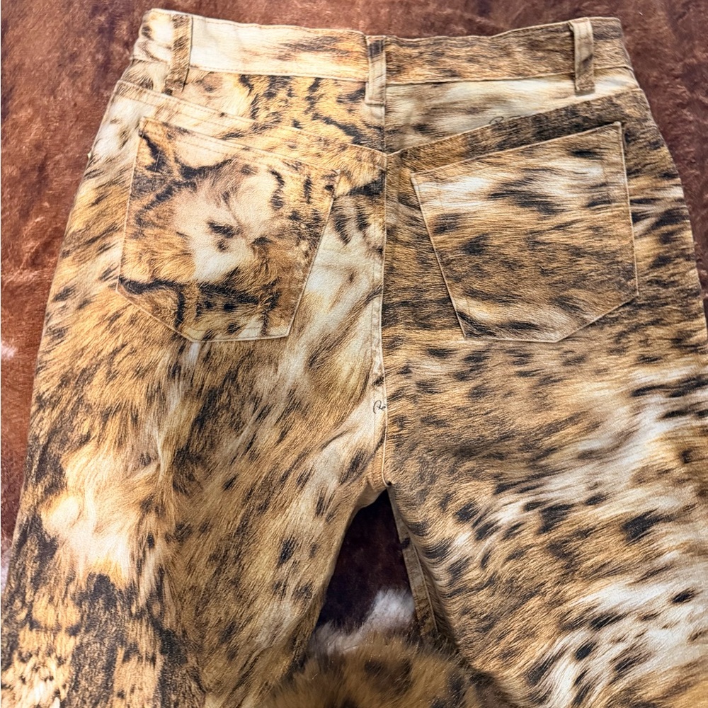 Leopard Print Straight Leg Pants - Tan Brown - Picture 3 of 6